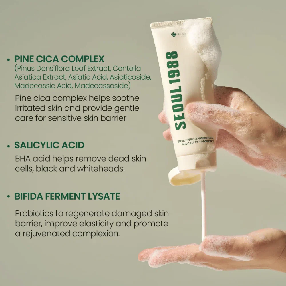 KSECRET SEOUL 1988 Cleansing Foam: Pine Cica 1% + Probiotics