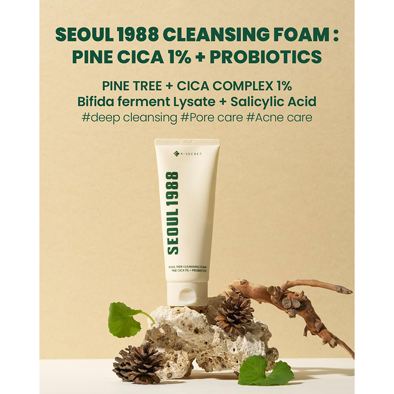 KSECRET SEOUL 1988 Cleansing Foam: Pine Cica 1% + Probiotics